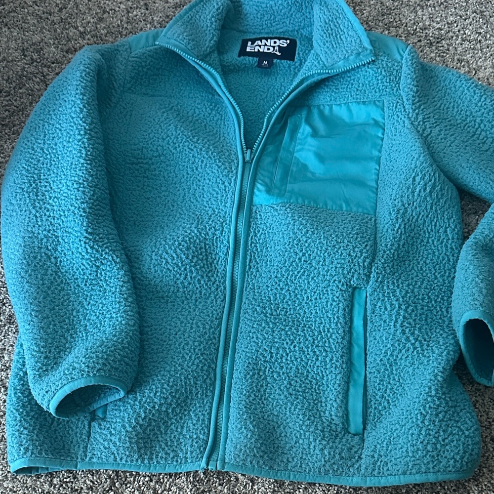 Lands' End Turquoise Fleece Jacket